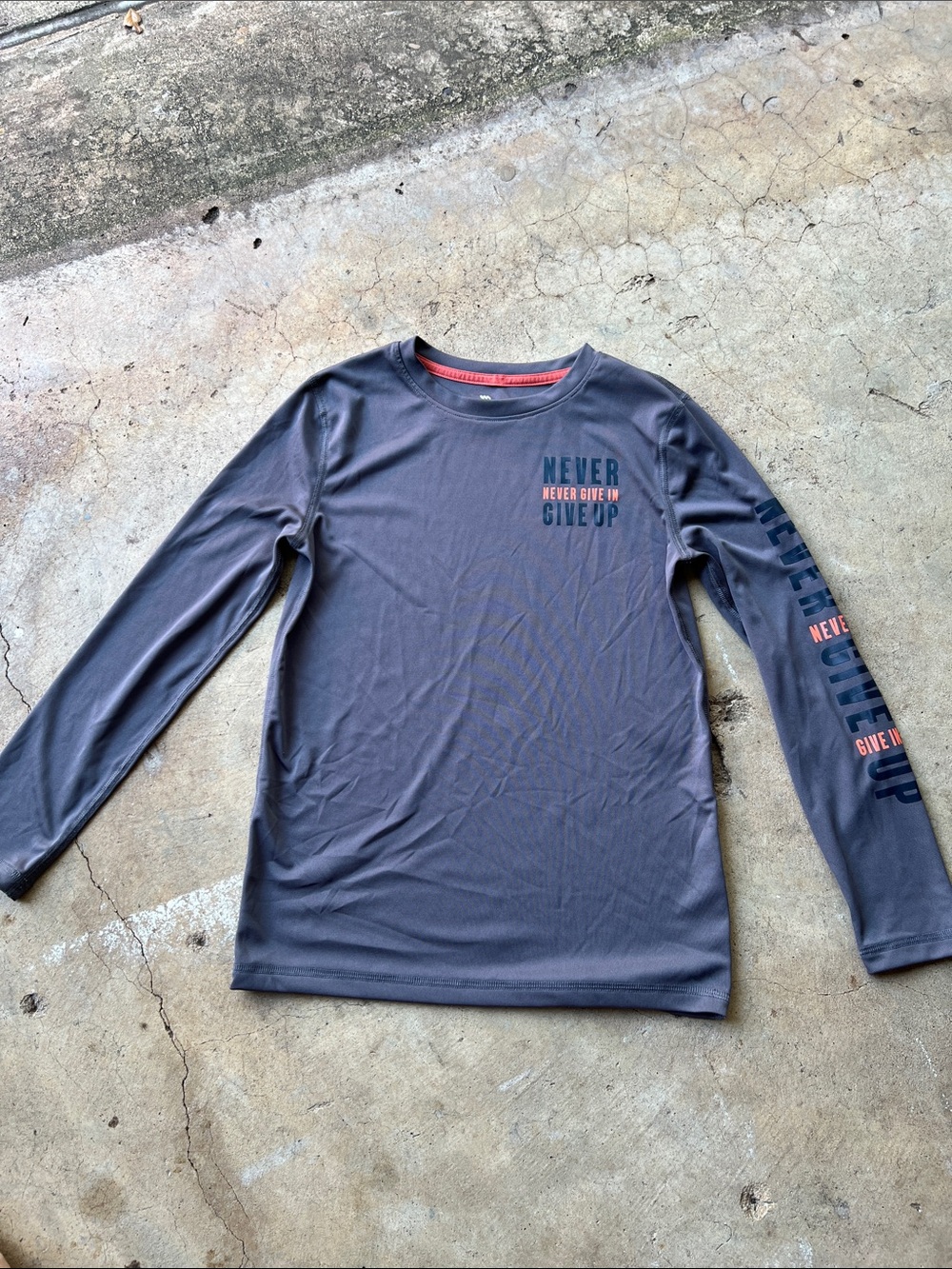 Kids Long-Sleeve Athletic Shirt - Gray with Orange Accents